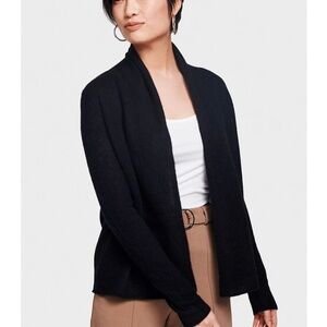 White + Warren Cashmere Mini Trapeze Cardigan Black Size Small